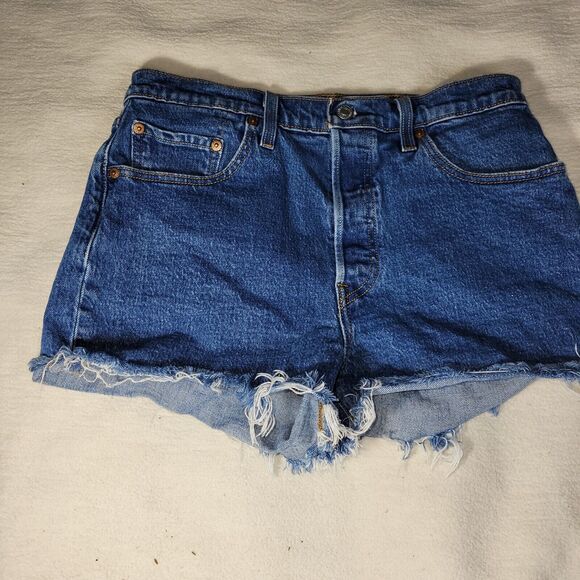 Levi Shorts Jean Womens Size 29 Blue Y2k Preppy Booty Cut Beach 501 Y2k Grunge - Picture 4 of 16